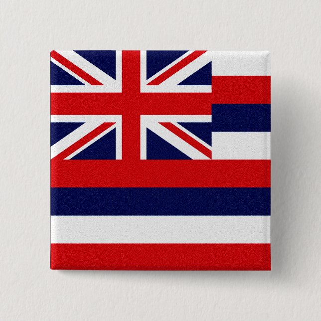 Badge Carré 5 Cm Drapeau d'État d'Hawaii (Devant)