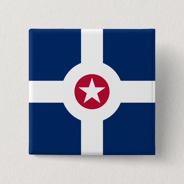 Badge Carré 5 Cm Drapeau d'Indianapolis, Indiana Button (Devant)