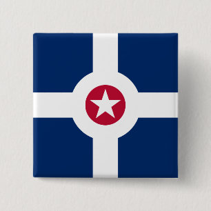 Badge Carré 5 Cm Drapeau d'Indianapolis, Indiana Button
