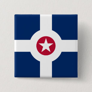 Badge Carré 5 Cm Drapeau d'Indianapolis, Indiana Button