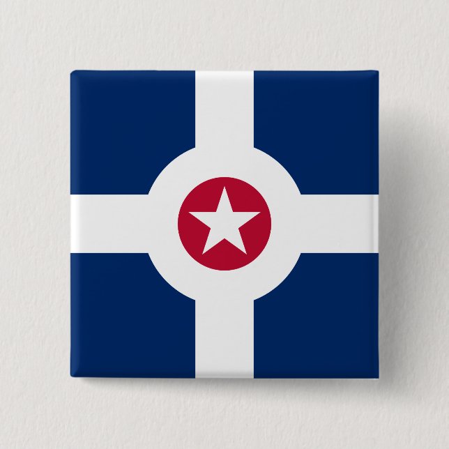 Badge Carré 5 Cm Drapeau d'Indianapolis, Indiana Button (Devant)