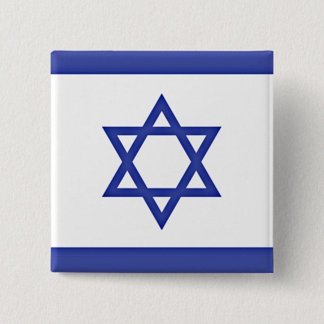 Badge Carré 5 Cm Drapeau d'Israël (Devant)