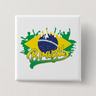 Badge Carré 5 Cm Drapeau du Brésil