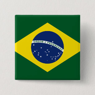 Badge Carré 5 Cm Drapeau du Brésil