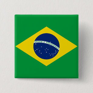 Badge Carré 5 Cm Drapeau du Brésil, Brésil