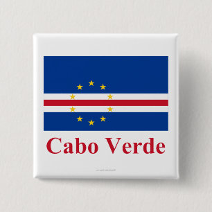 Badge Carré 5 Cm Drapeau du Cap Vert avec le nom dans le Portugais