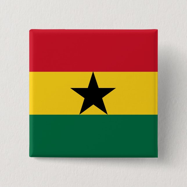 Badge Carré 5 Cm Drapeau du Ghana (Devant)