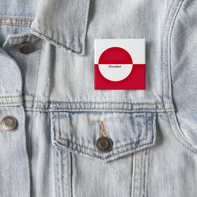 Badge Carré 5 Cm Drapeau du Groenland (En situation)
