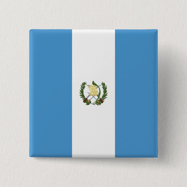 Badge Carré 5 Cm Drapeau du Guatemala (Devant)