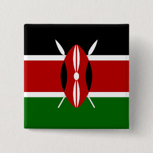 Badge Carré 5 Cm Drapeau du Kenya