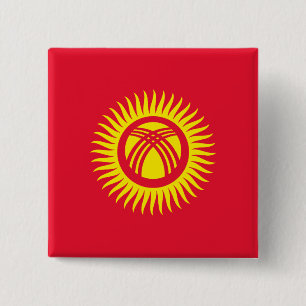 Badge Carré 5 Cm Drapeau du Kirghizistan