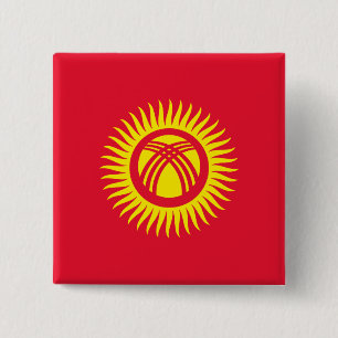Badge Carré 5 Cm Drapeau du Kirghizistan