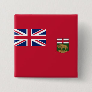 Badge Carré 5 Cm Drapeau du Manitoba