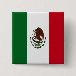 Badge Carré 5 Cm Drapeau du Mexique patriotique
