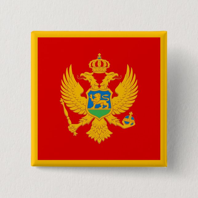 Badge Carré 5 Cm Drapeau du Monténégro (Devant)