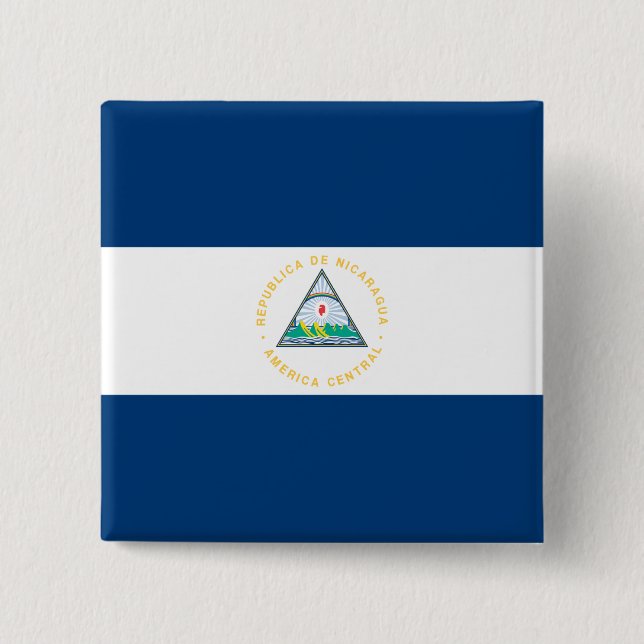 Badge Carré 5 Cm Drapeau du Nicaragua (Devant)