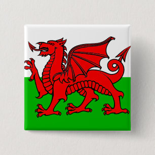 Badge Carré 5 Cm Drapeau du Pays de Galles