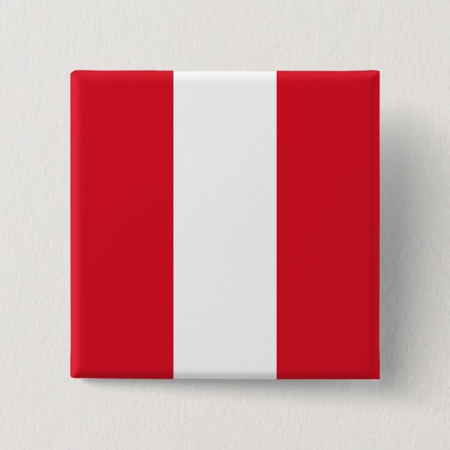 Badge Carré 5 Cm Drapeau du Pérou (Devant)