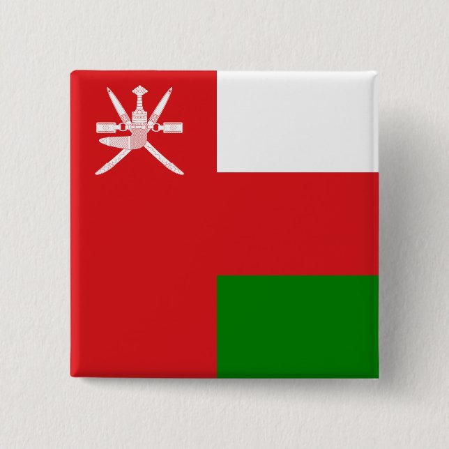 Badge Carré 5 Cm Drapeau du Sultanat d'Oman (Devant)