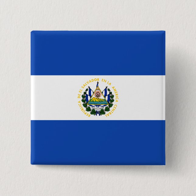 Badge Carré 5 Cm Drapeau El Salvador (Devant)