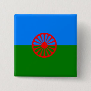 Badge Carré 5 Cm Drapeau gitan bohémien officiel