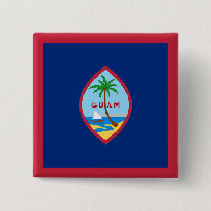 Badge Carré 5 Cm Drapeau Guam