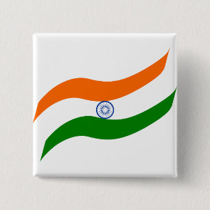 Badge Carré 5 Cm Drapeau indien ondulant