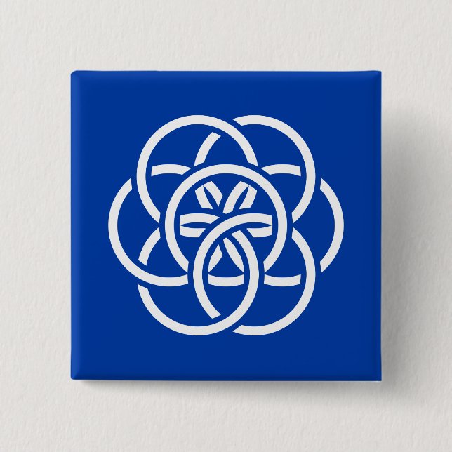 Badge Carré 5 Cm Drapeau international de la planète Terre (Devant)