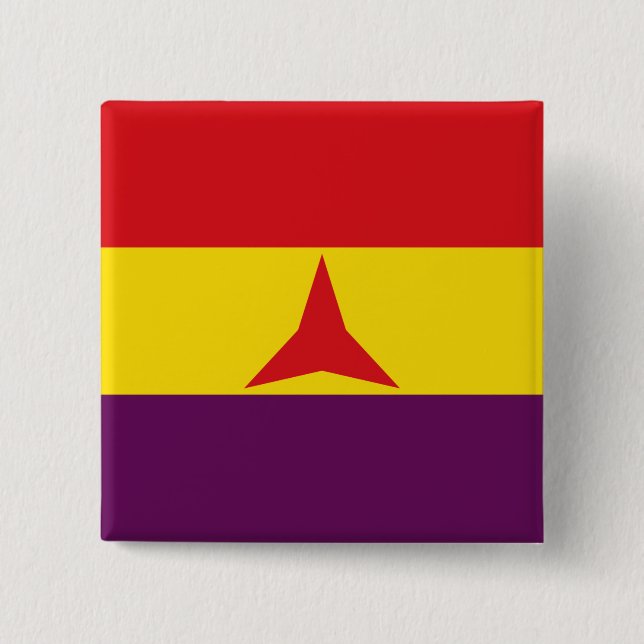 Badge Carré 5 Cm Drapeau international des brigades (Guerre civile  (Devant)