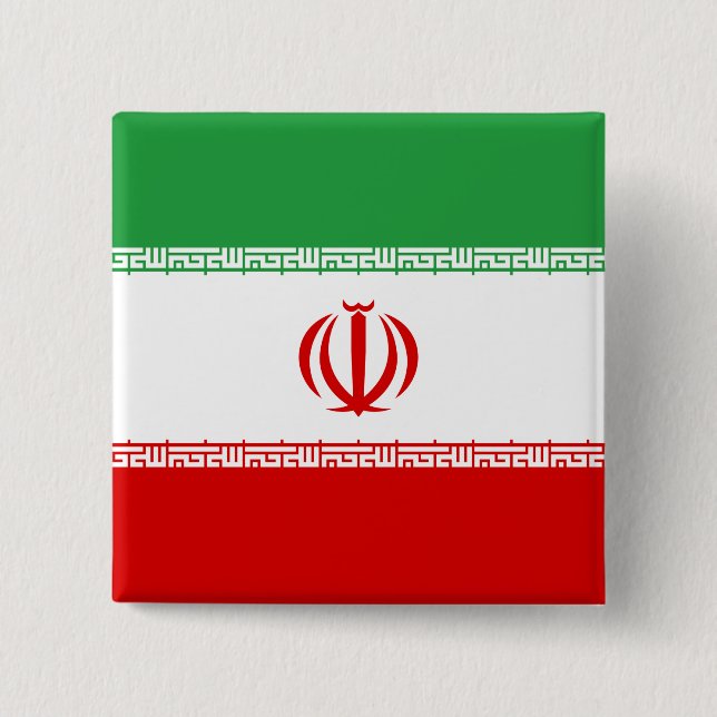 Badge Carré 5 Cm Drapeau Iran (Iran) (Devant)