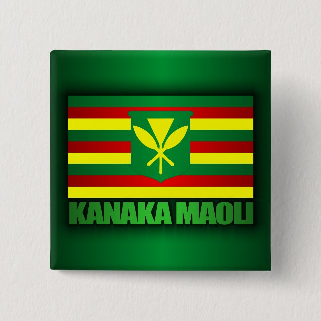 Badge Carré 5 Cm Drapeau Kanaka Maoli (Devant)