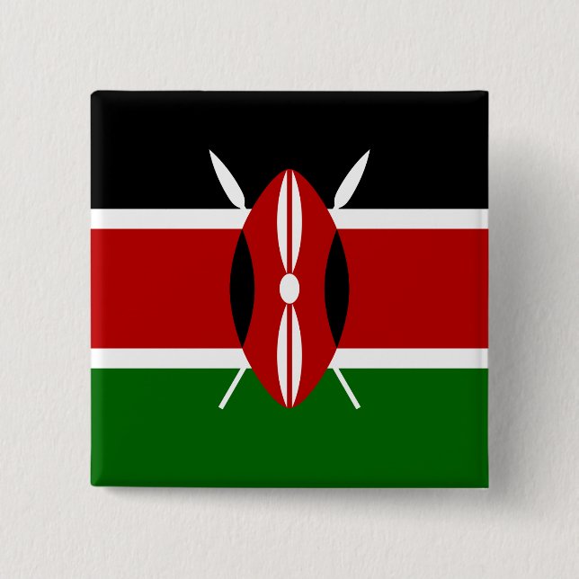 Badge Carré 5 Cm Drapeau kényan (Kenya) (Devant)