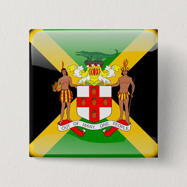 Badge Carré 5 Cm Drapeau laqué jamaïcain (Devant)