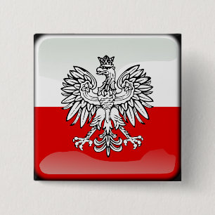 Badge Carré 5 Cm Drapeau laqué polonais