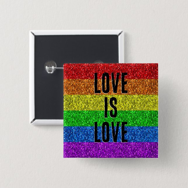 Badge Carré 5 Cm Drapeau LGBT dynamique Sparkle Love personnaliser  (Devant & derrière)