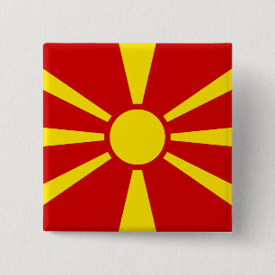 Badge Carré 5 Cm Drapeau macédonien