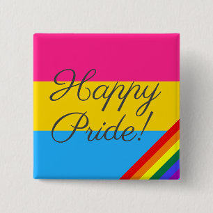 Badge Carré 5 Cm Drapeau Pansexuel de la Fierté