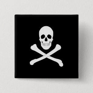 Badge Carré 5 Cm Drapeau Pirate (Jolly roger)