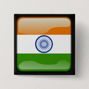 Badge Carré 5 Cm Drapeau poli indien