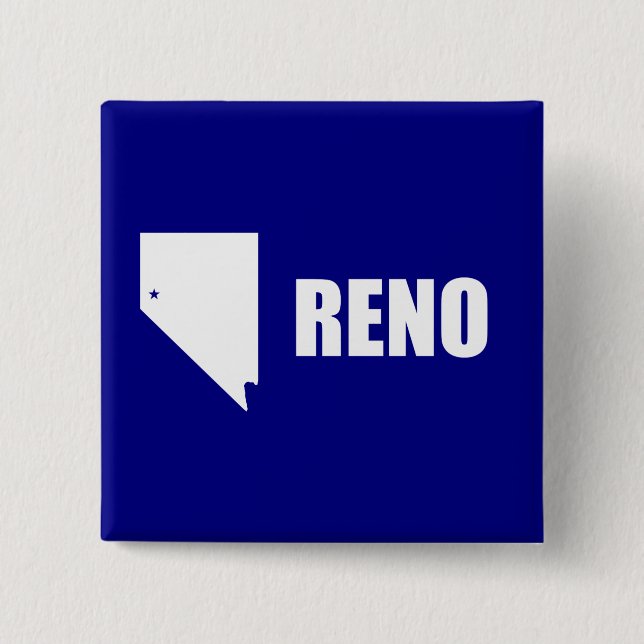 Badge Carré 5 Cm Drapeau Reno, Nevada Pinback Button (Devant)