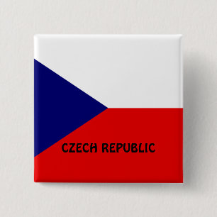 Badge Carré 5 Cm Drapeau République tchèque