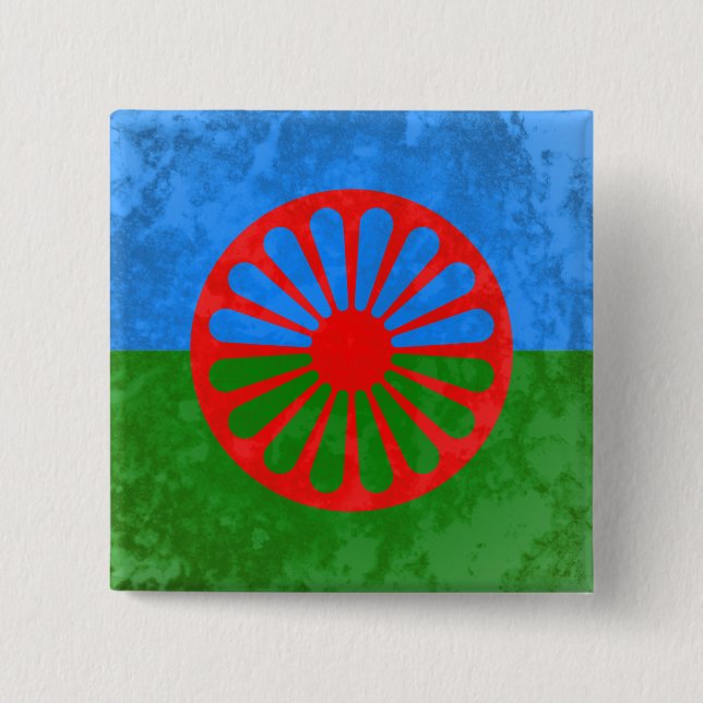 Badge Carré 5 Cm Drapeau romani (Devant)