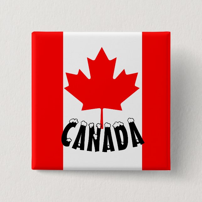 Badge Carré 5 Cm Drapeau rouge clair Feuille d'érable Canada (Devant)