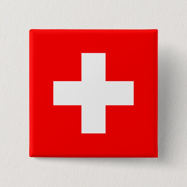 Badge Carré 5 Cm Drapeau Suisse (Devant)