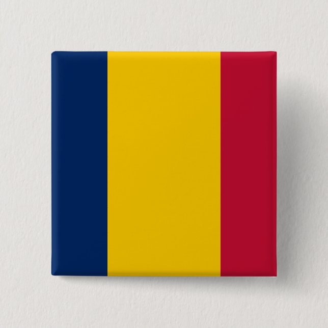 Badge Carré 5 Cm Drapeau Tchad (Devant)