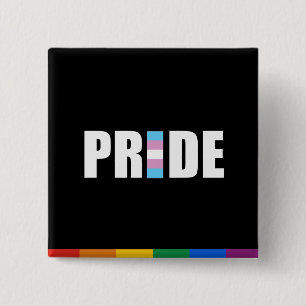 BADGE CARRÉ 5 CM DRAPEAU TRANSSEXUEL DE MOT DE FIERTÉ