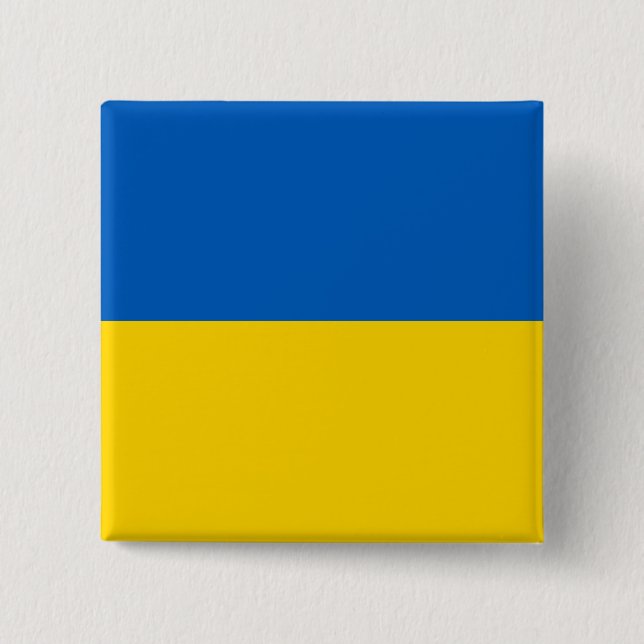 Badge Carré 5 Cm Drapeau Ukraine (Devant)