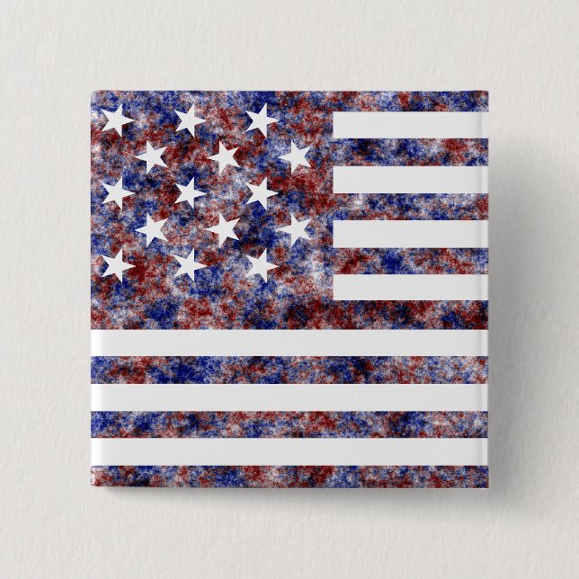 Badge Carré 5 Cm Drapeau US 15 Étoiles (Devant)