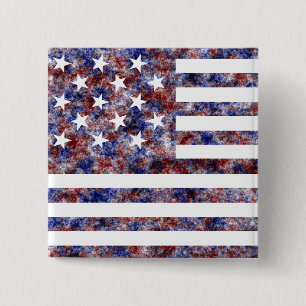 Badge Carré 5 Cm Drapeau US 15 Étoiles