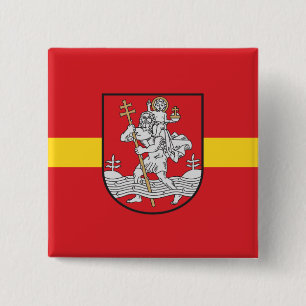 Badge Carré 5 Cm Drapeau Vilnius, Lituanie Pinback Button